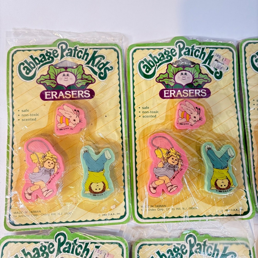 Vintage 1984 Cabbage Patch Kids Erasers 3 Pack Scented Spindex New Sealed 80s - Picture 5 of 9